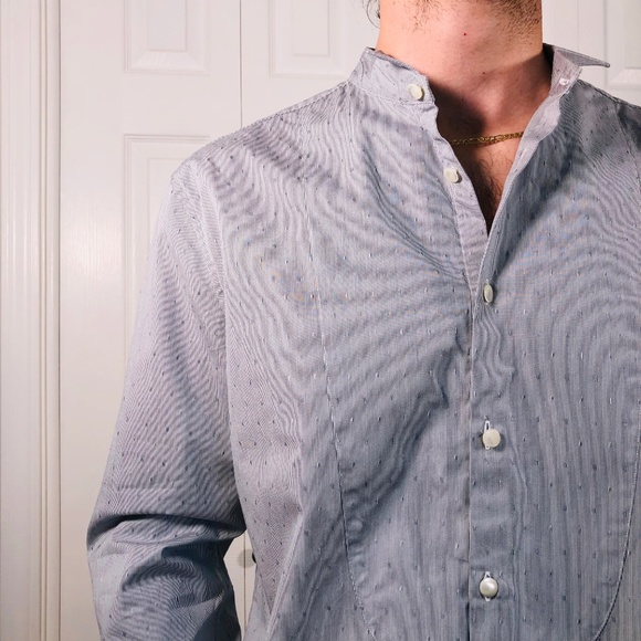 NWT John Varvatos Collection Blue Wingtip Shirt M - Picture 4 of 8